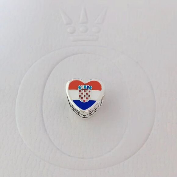 Pandora Croatia Croatian Flag heart Bead Charm Pendant - Picture 1 of 3